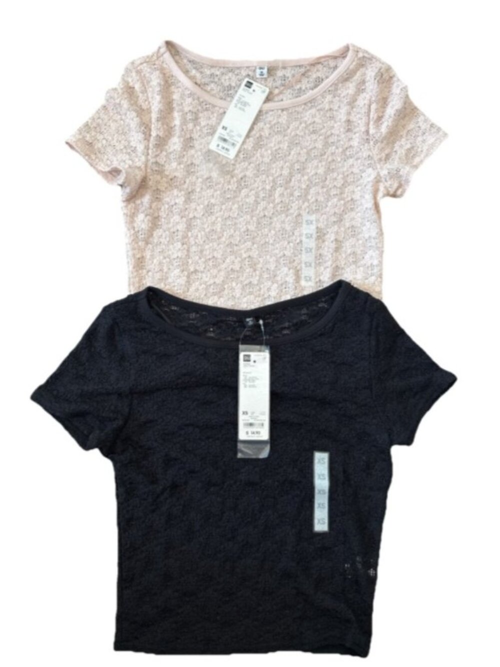 GU Lace T-Shirt Uniqlo Sister Brand Japan 1 Pink 1 Black size Extra Small